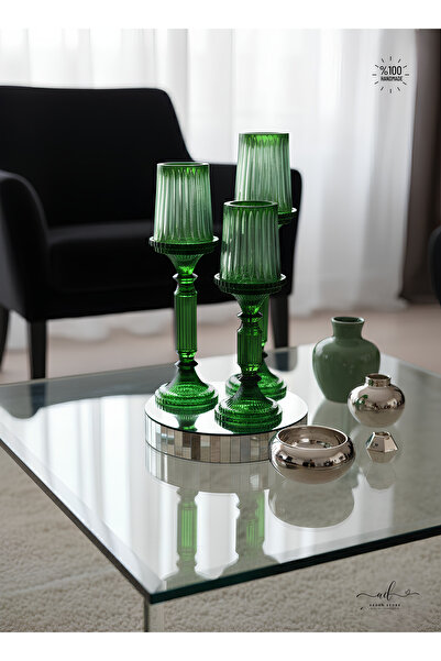 AKDEN STORE Kristal 3 Boy Renkli Şamdan Mumluk,Organizasyon,Nişan Şamdan