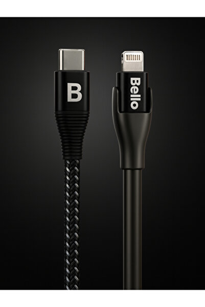 Tech&bello accessories Type-c Lightning Standlı Koruyuculu Örgülü Hızlı Şarj Data Kablosu 1.2m Ba-02