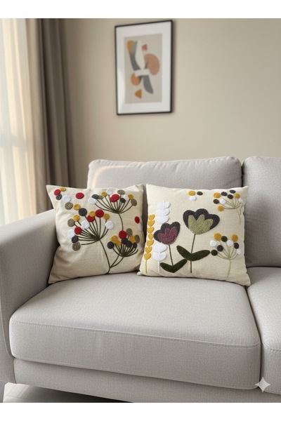 Kibele Punch Cushion Filled with Flower Pattern 43X43 2 Pieces