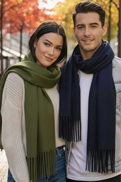 Trenderrs Unisex Soft Textured Tasseled Winter Boucle Scarf Shawl Set of 2