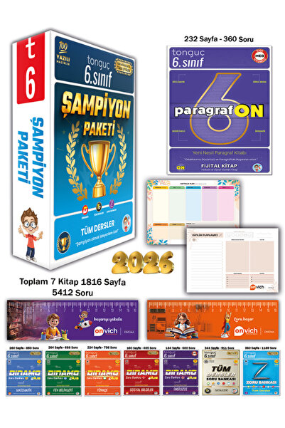 Tonguç Yayınları 6. Sınıf Şampiyon Paketi Tüm Dersler - Paragrafon Set 7 Kitap