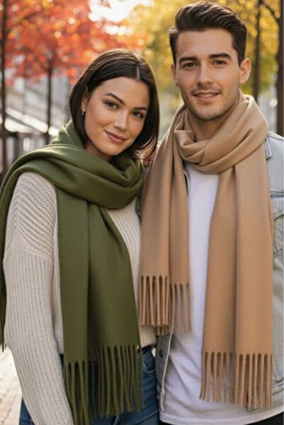 Trenderrs Unisex Soft Textured Tasseled Winter Boucle Scarf Shawl Set of 2