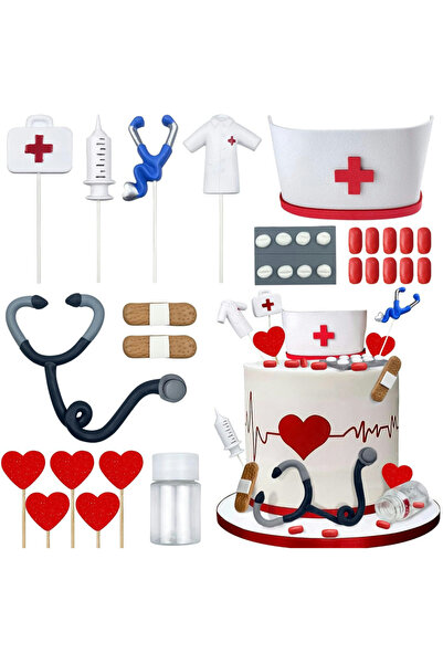 Choice 25pcs Nurse Cake Topper Nursing Cupcake Toppers Nurse Graduation Cake Decorations for Doctor Nurse P