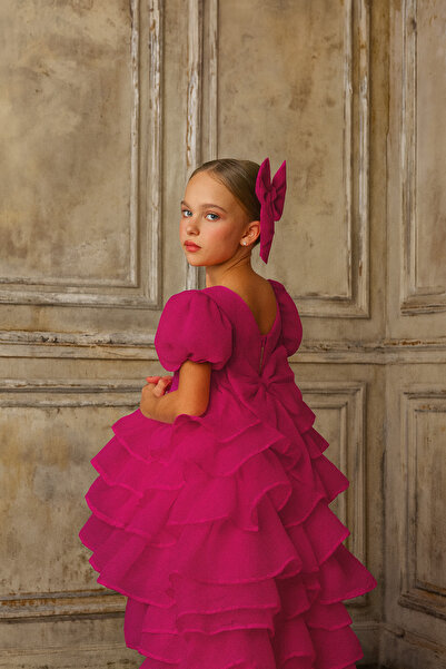 Kids Girl's Take Off Tail Layered Evening Dress and Buckle