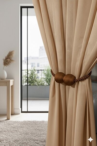 MMTHOME Mıknatıslı Perde Bağlama Aparat Aksesuarı Braçol Kahverengi(1 Adet)