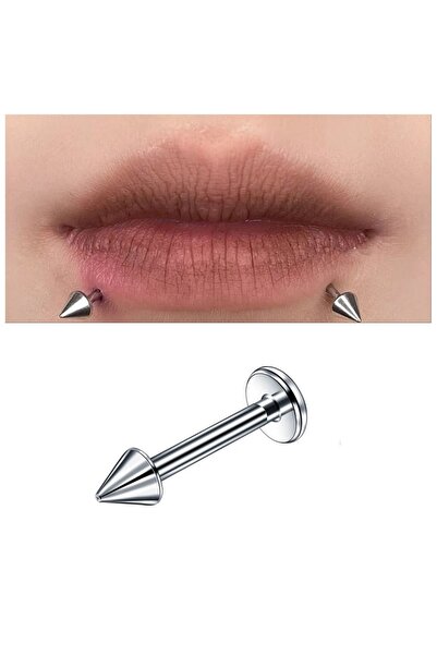 Bylin %100 316 l Cerrahi Çelik Spike Uçlu Labret Pıercıng-Spike çapı 3mm- 1 Adet