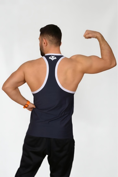 hardbison Navy Blue Gym and Sports Tank Top