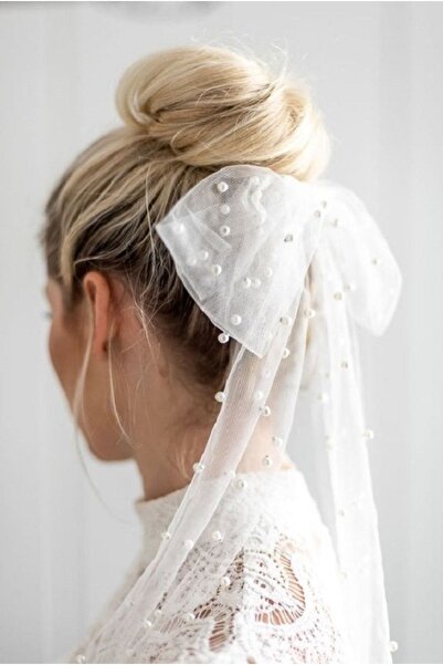 Bukosh Kırık Beyaz İncili ve Taraklı Gelin Aksesuarı Nikah Kebi Vualet