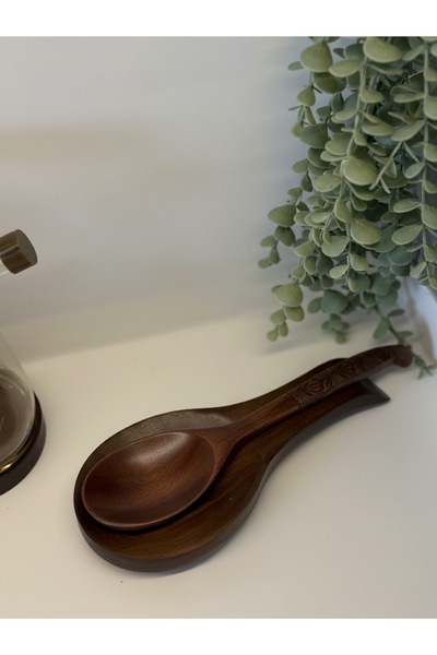 BUCOLIC Akasya Ahşap Kepçe Altlığı & Kirli Kaşıklık