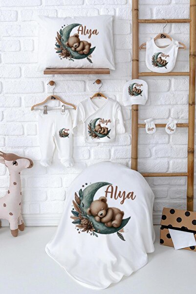 Pia Baby İsme Özel %100 Pamuk Yenidoğan Bebek Hastane Çıkışı – Battaniye ve Y...