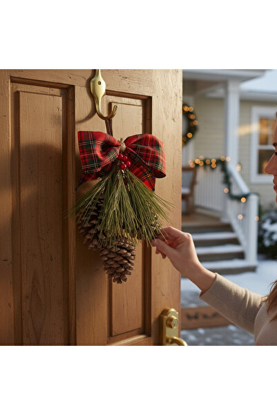 Bukosh 3 'lü Kozalak Kapı Süsü Ev Dekoru Yılbaşı Süsü Hediyelik