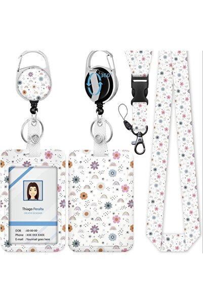 Choice شارة هوية على شكل زهرة لطيفة مع حبل، بكرة مشبك شارة على شكل زهرة لطيفة...