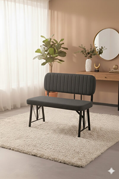 Parlazonhome Elfin Mutfak , Yemek Odası Bahçe Balkon Otel Restoran Kafe Bench, Puf, Sırtlı Bench -1 Adet Antrasit