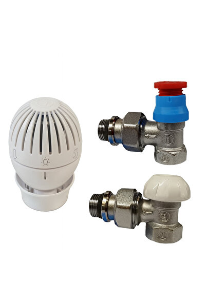 GIACOMINI Kit baterie cu cap termostatic R470 R470AX003, baterie cu unghi de 1/2", supapă și supapă de retur