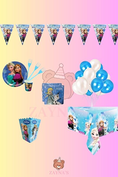 Zayna's Frozen Elsa Themed Birthday Party Set - Girls' Frozen Birthday Decorations for 24 People