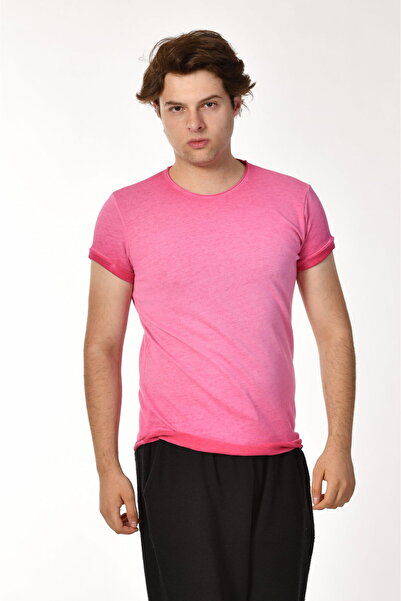 Zegy Ανδρικό T-Shirt με κοντό μανίκι Crew - Ροζ