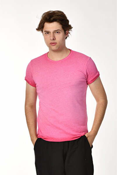 Zegy Ανδρικό T-Shirt με κοντό μανίκι Crew - Ροζ