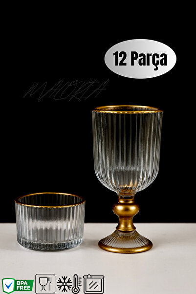 Genel Markalar El Yapımı 12 Parça Rocco Gold Yaldızlı Kahve Yanı Seti