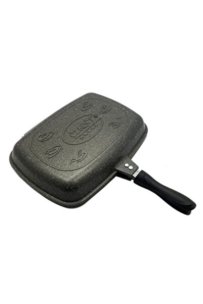 Özkent Granite Double Sided Twin Meat Fish Grill Pan 36 Cm