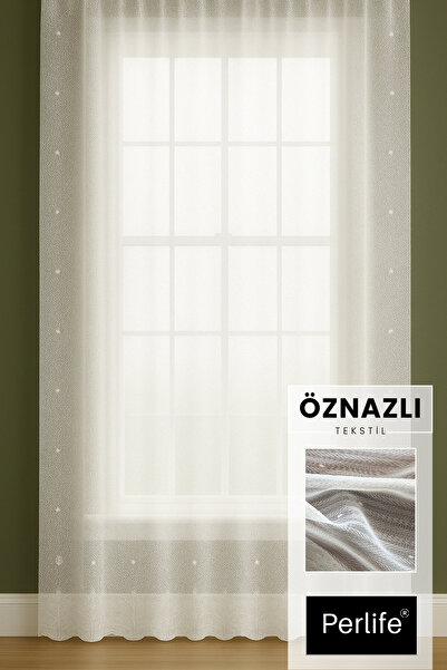 Perlife Gold ® Keten Bambu Tül Perde – Damla Balık Sırtı – Sık Pile | Tam Boy...