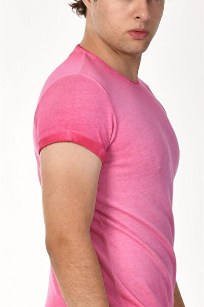 Zegy Ανδρικό T-Shirt με κοντό μανίκι Crew - Ροζ
