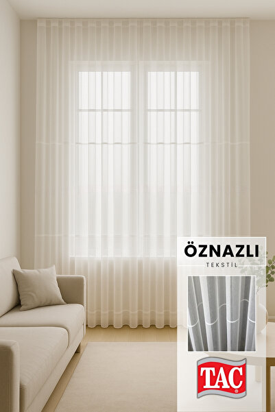 Taç Şerit Desenli Tül Perde – Folded Zemin – (1/3) Sık Pile | Tam Boy Ölçünüz...
