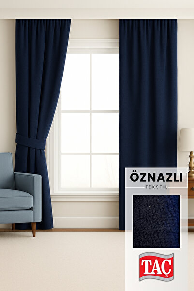 Taç Синя штора з шерстяної тканини – Прямий крій – З додатковою підкладкою – З рукавами