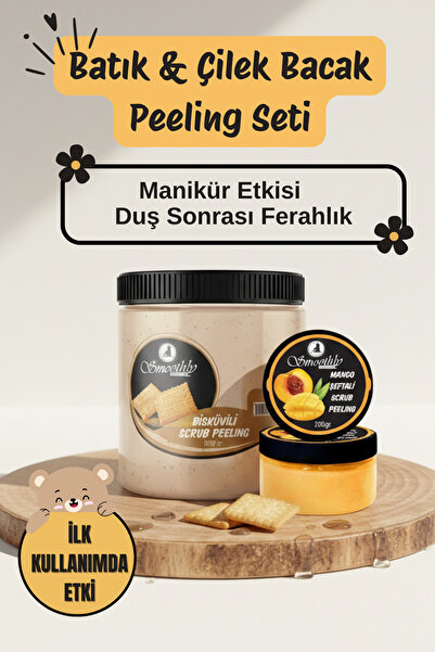 Smoothly Epilasyon, Ağda Sonrası Batık Peeling 1kg Set Bisküvi Peeling+mango Şeftali Peeling+tüy Geciktirici