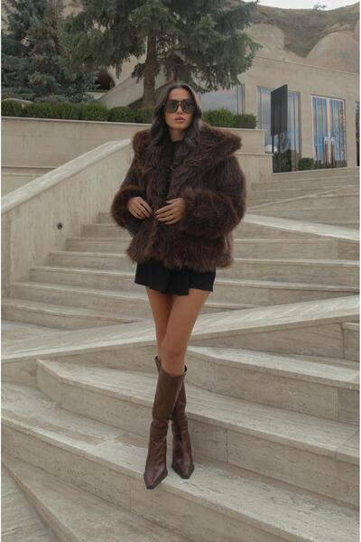 Havoş Acı Kahve Premium Suni Kürk Ceket