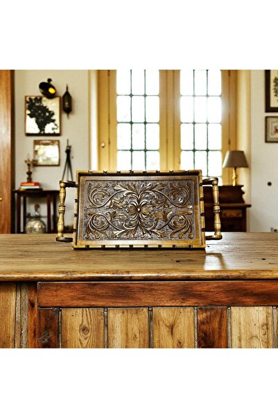 FREFLY STORE ÖZEL EL EMEĞİ GÖZ NURU ÇEVİZ AĞACINDAN ÇAY TEPSİSİ