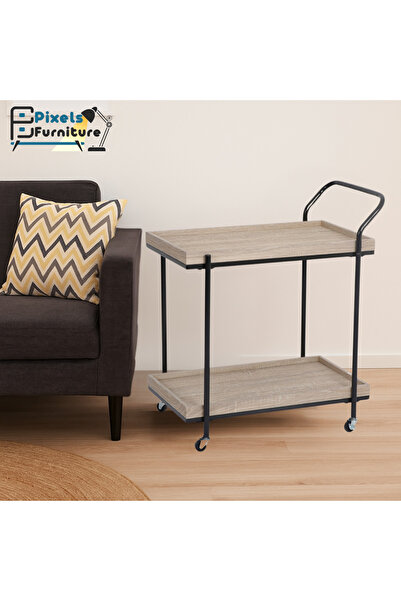 PixelsFurniture Pixel Furniture Rectangular 2-Tier Mobile Tea and Coffee Serving Trolley