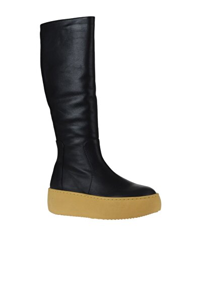 Bueno Shoes Černožluté kožené dámské kozačky na klínovém podpatku 01wv5508