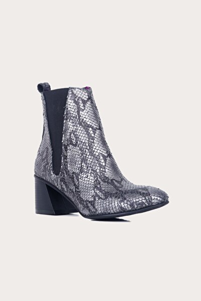 BUENO Shoes Gri Deri Kadın Topuklu Bot 01wp3004