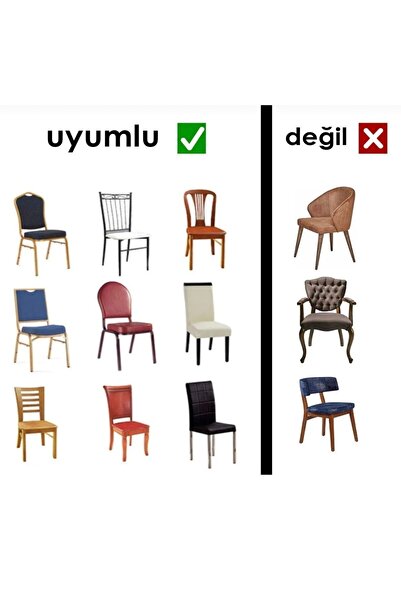 probak Sandalye Kılıfı, Sandalye Örtüsü, Lastikli,likralı Yıkanabılır 6Adet sandalye örtüsü