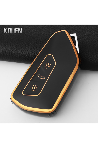 Choice غطاء حماية أسود اللون من مادة TPU لمفتاح السيارة، متوافق مع فولكس فاجن...