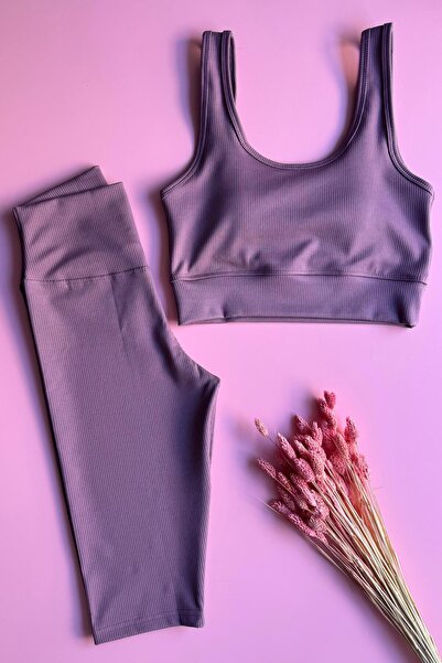 Ahmio طقم رياضي |   طقم رياضي نسائي، سروال قصير عالي الخصر مع حمالة صدر مبطنة