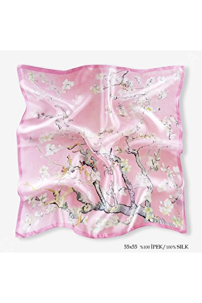 Galiga Van Gogh Badem Ağacı Pembe %100 Ipek Fular 55x55cm '"Art On Silk"