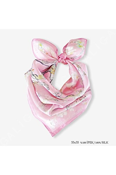 Galiga Van Gogh Badem Ağacı Pembe %100 Ipek Fular 55x55cm '"Art On Silk"