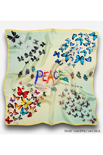 Galiga Peace %100 Ipek Fular 55x55cm