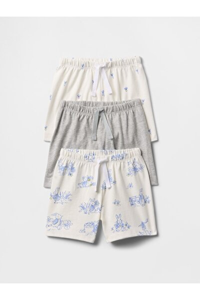 GAP Bebek Çok Renkli 3'lü Peter Rabbit™ First Favorites Organik Pamuk Pull-On Şort Seti