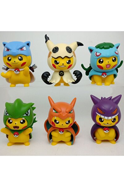 BANDAI pack by bag 02 New 6pcs/set Pokemon Pikachu as Charizard Mew Figure Toys 7cm