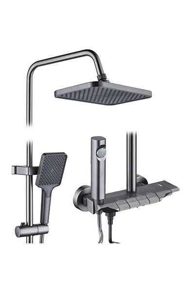 ferrara Coloană de duș La Brocca BAS004, 4 funcții, Jet reglabil, Presiune înaltă, Cap de duș, Negru mat