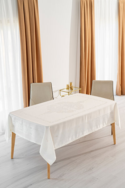 Tropikhome Jumbo Jakar Krem Sıvı Geçirmez Kumaş 110x160 Masa Örtüsü