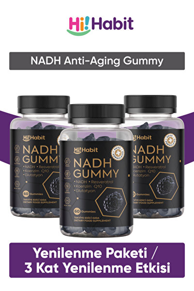 Hi Habit Nadh Gummy – Q10, Glutatyon, Resveratrol Içeren Vegan Takviye Edici ...
