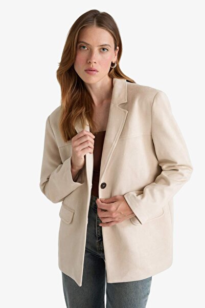 DeFacto Regular Fit Ceket Yaka Süet Blazer Ceket E7236AX25AU