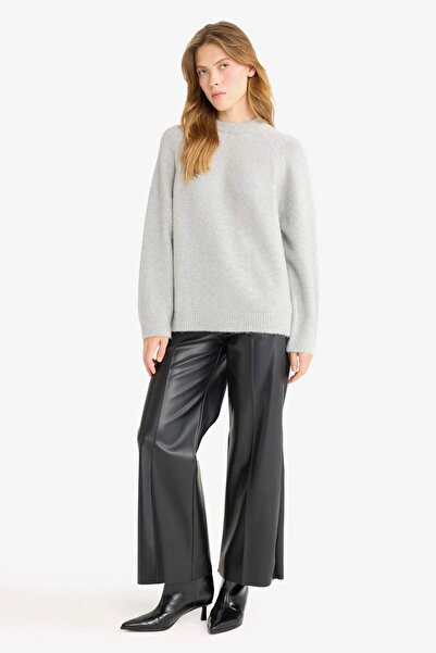 DeFacto Wide Leg Fermuarlı Uzun Deri Pantolon G0140AX25AU