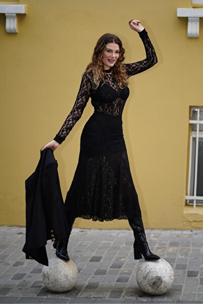 Kallisto Fusta maxi cu captuseala din dantela neagra