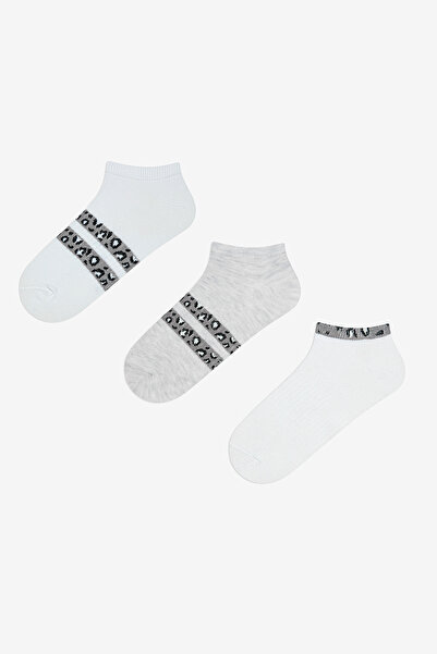 Penti Опаковка от три чорапи до глезена Leopard Line Black Grey White