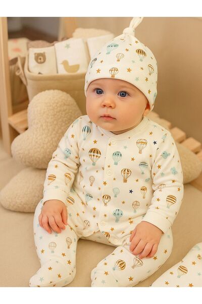 babytex طقم بذلة نوم للأطفال حديثي الولادة مصنوع من القطن بنسبة 100%