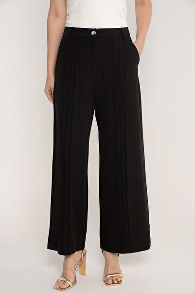 Nichii بنطلون نسائي طويل واسع الساق عالي الخصر